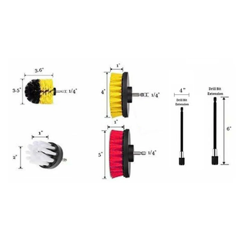 Высокое качество сверлильный Электрический скруббер щетка сверло для очистки Комплект расширения