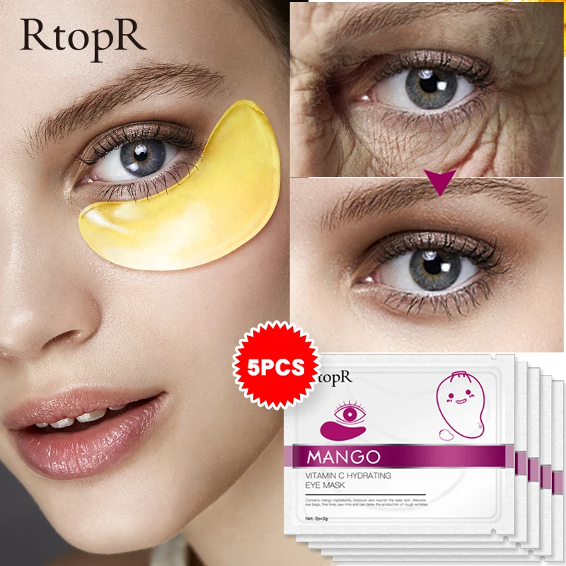 

RtopR Mango Vitamin C Hydrating Anti-Aging Eye Mask Whitening Brighten Moisturizing Eye Patche Remove Dark Circle Puffiness Care