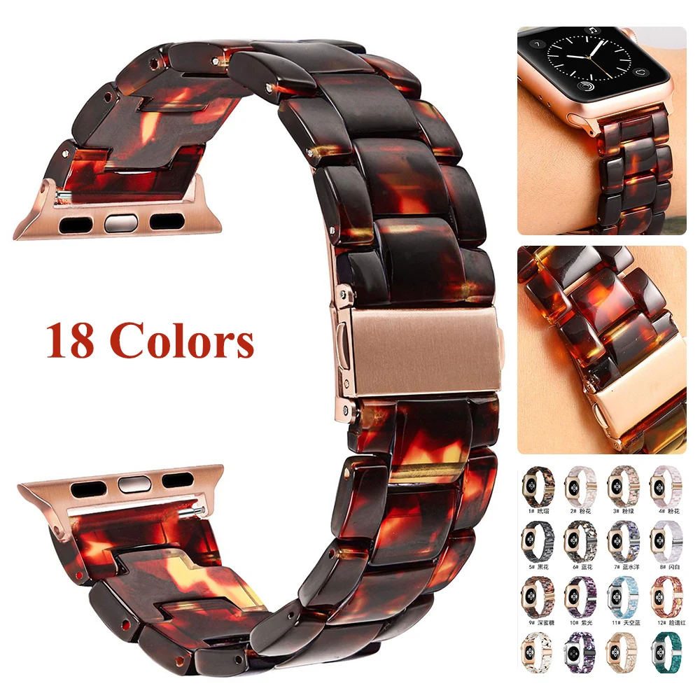 

Resin Strap for apple watch 44mm band iwatch 5 4 3 2 1 smart watch 40mm Accessories 38mm Bracelet stainless steel watchband 40mm