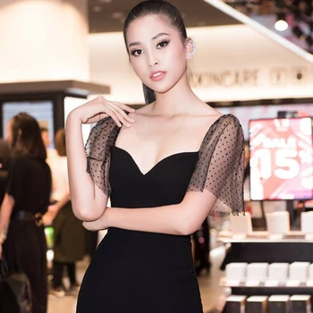 

Summer Sexy Club Dress 2020 Women Lace Pleated Short Sleeve Dress Elegant Fresh Black Ribbon Hollow Chiffon Knee-Length Dress