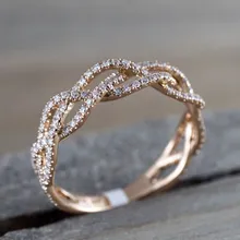 Новое кольцо из розового золота с фианитами, модное женское роскошное кольцо с геометрическим узором, кольцо для свадебной вечеринки, подарок