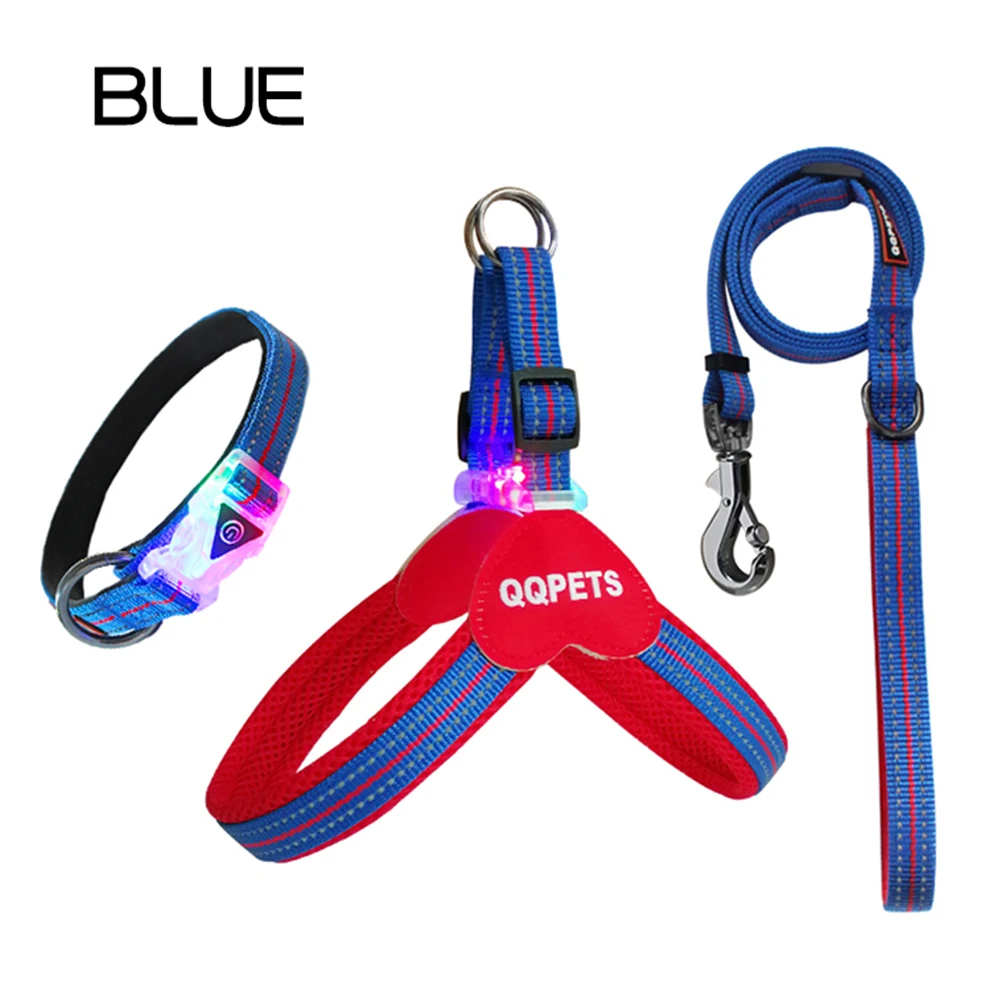 BLUE set Светоотражающие поводки для собак комплект поводков для тренировок домашних животных прогулки для средних и больших собак Светоотражающие ремни с ластиком Doberman - Цвет: BLUE set