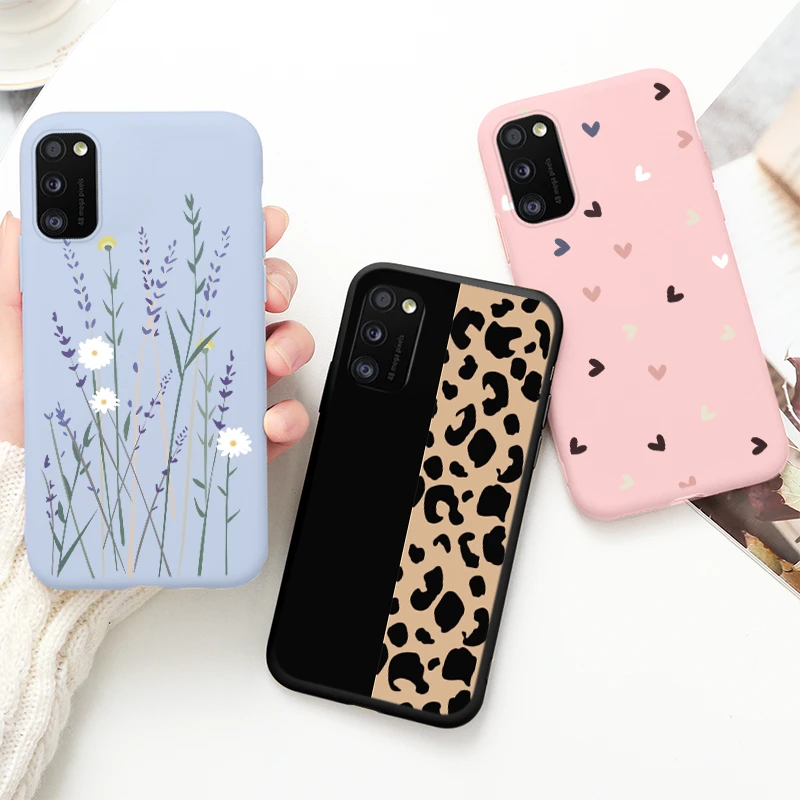 Leopard Phone Case For Samsung Galaxy A41 a41 Case Cute Cat Cover For Samsung A 41 a 41 Flame Butterfly Flower Phone Capa 6.1" kawaii samsung cases