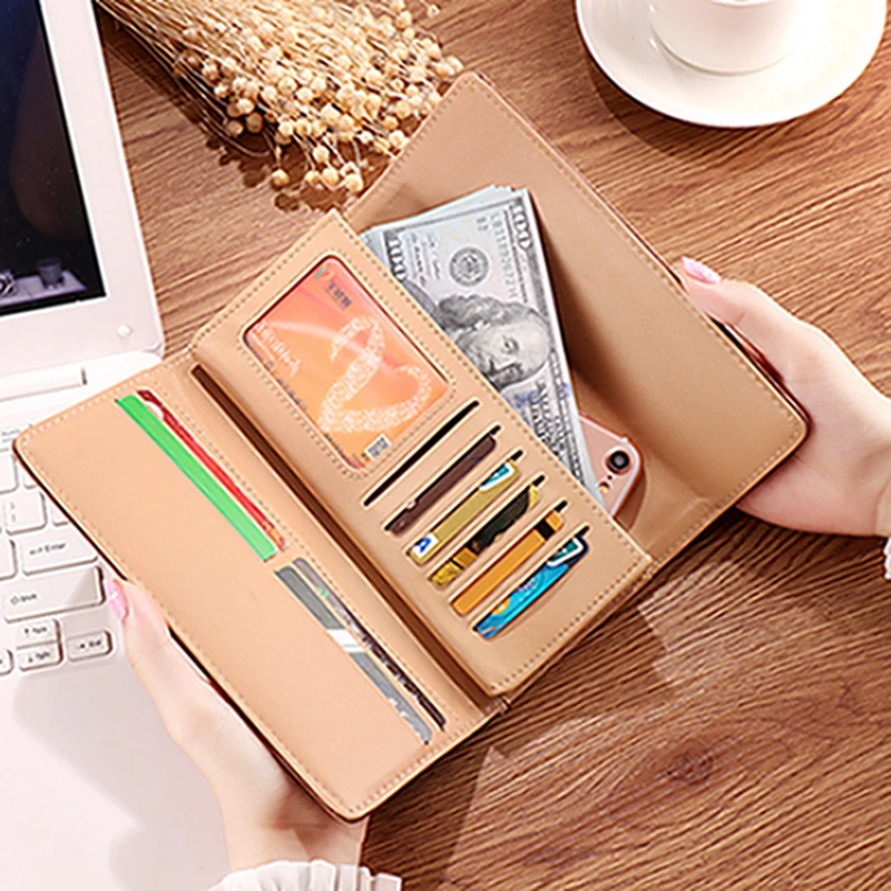 

Wallet Women Ladies' Long Style Three-fold Deerhead 2019 New Style Cool Style Frosted Multi-Card Holder Zipper Clasp Wallet Clut