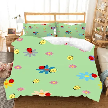 

Colorful Insect Microfiber Duvet Cover Set Full Queen King Double Soft Girls Home Dorm Single Bedding Set Winter Comforter Cover