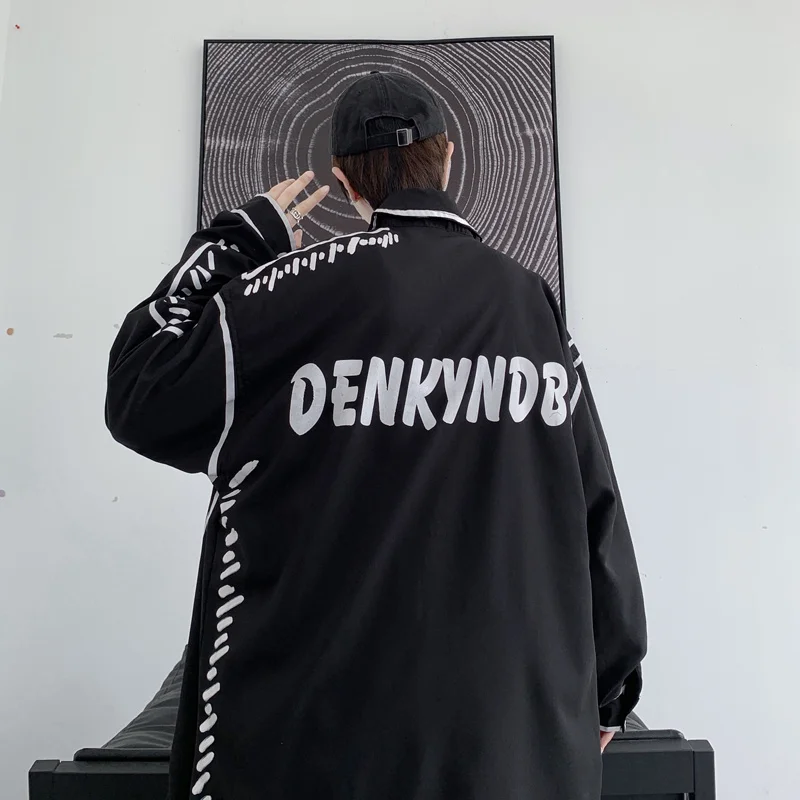 Hand painted graffiti shirt men's design sense of minority advanced sense of leisure Hong Kong style shirt hiphop fried Street mens dress shirt