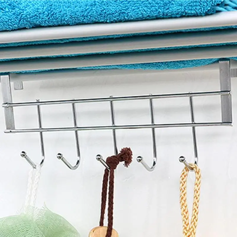 5 крючков, вешалка для кухонной двери из нержавеющей стали, держатель для полотенец для ванной комнаты