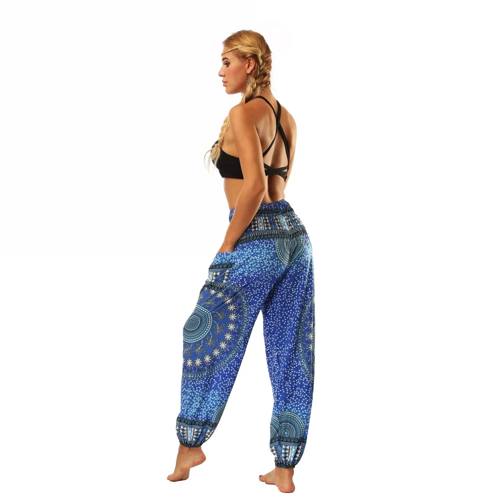 TL007- Blue round circle Thailand style wide leg loose yoga pants leggings (7)