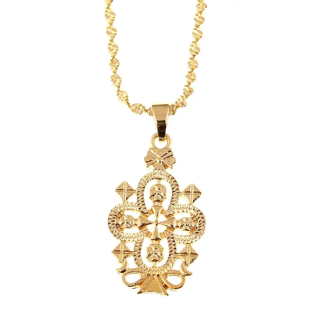 Эфиопское золото цвет крест кулон ожерелья ювелирные изделия Эритрея