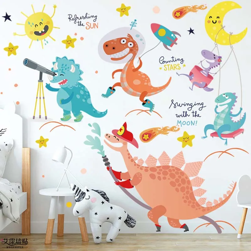 

cartoon 3d dinosaur wall stickers for baby room removable lovely dragon kids bedroom nursery wall decals