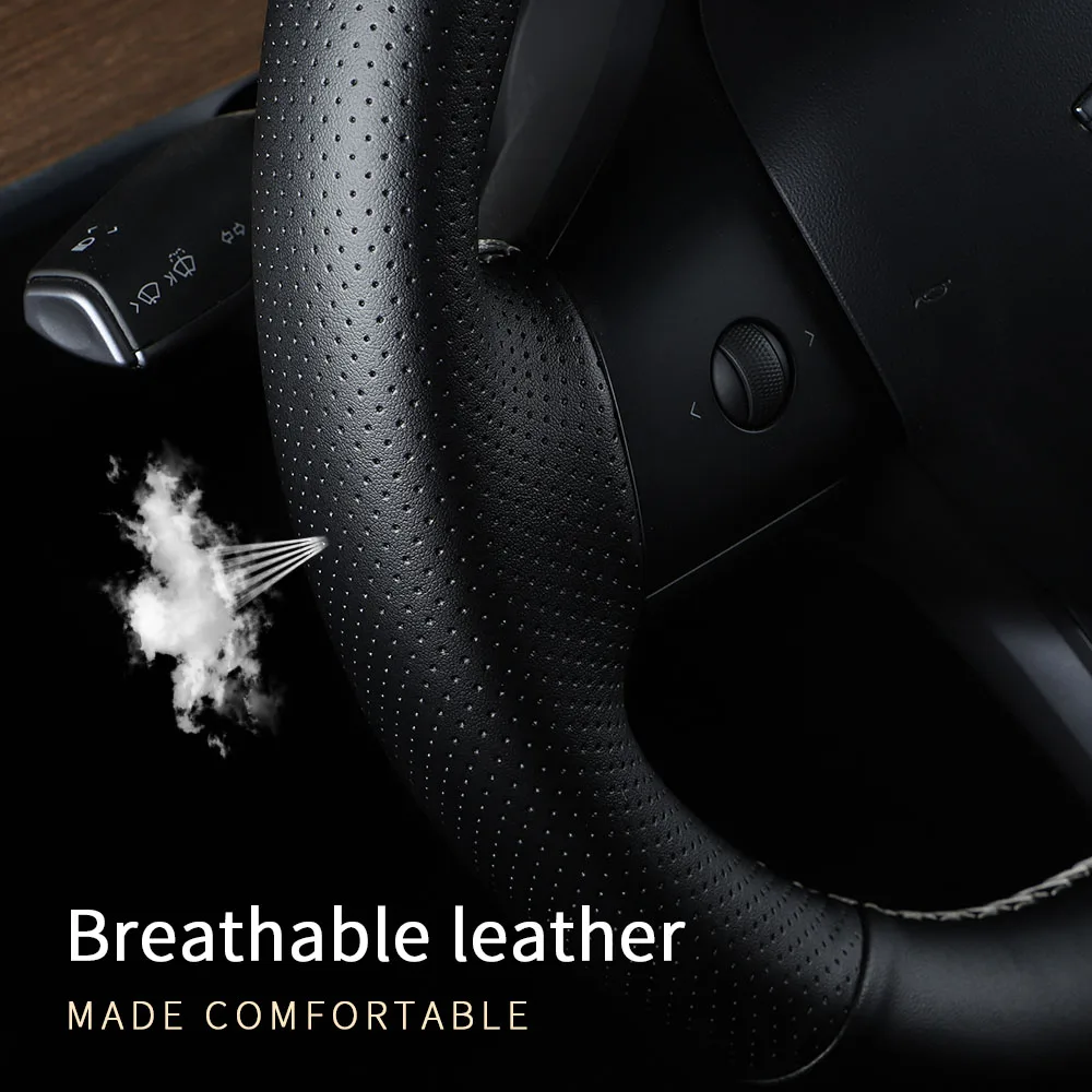Leather steering wheel coverfor Tesla model 3 accessories/car accessories model 3 tesla three tesla model 3 model3 tesla model y