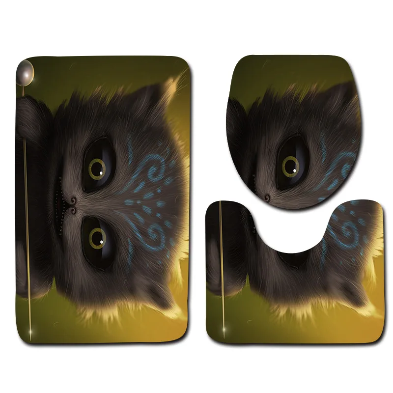 Zeegle Набор ковриков для ванной в виде животных, коврик для унитаза, крышка для унитаза, коврик для сиденья, нескользящий коврик для ванной комнаты, впитывающий, 3 шт., набор для унитаза - Цвет: dw02