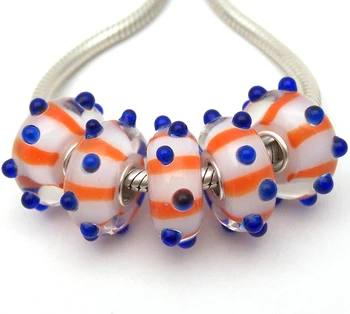 

JGWG1815 5X 100% Authenticity S925 Sterling Silver Beads Murano Glass beads Fit European Charms Bracelet diy jewelry Lampwork