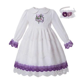 

Pettigirl New Girl Maxi Dress Lace Long Dress With Hair Accessories And Flower Summer Kids Clothing G-DMGD210-271