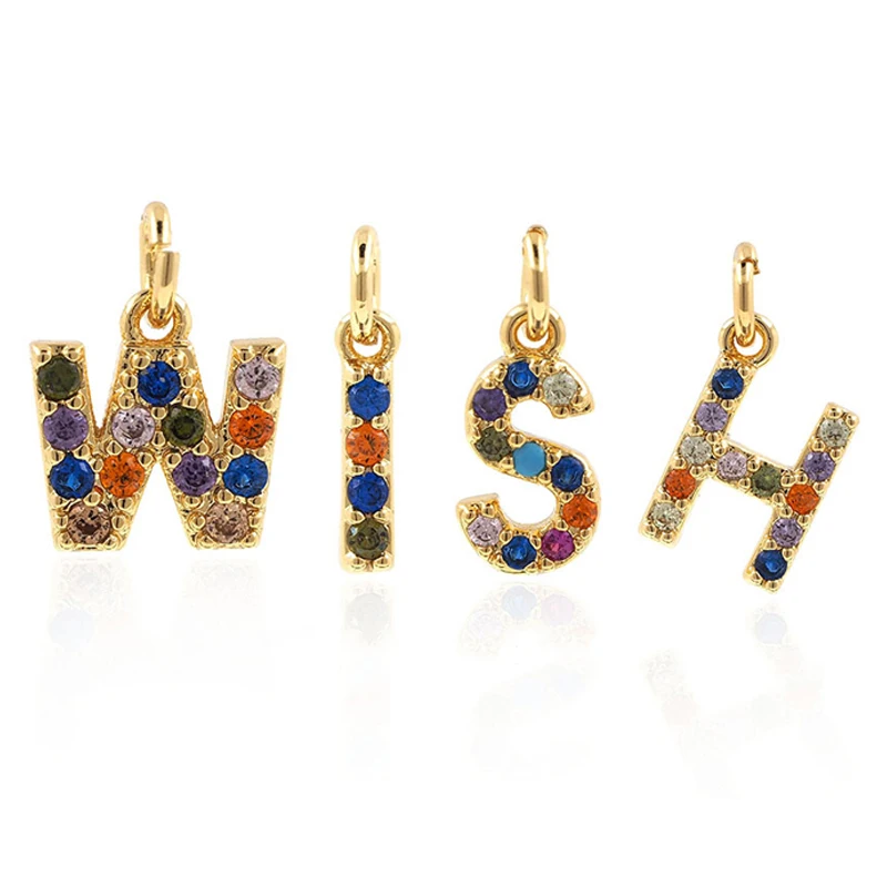 Golden Letter Charms Colorful Crystal Alphabet Charm Pendant For Bracelet Necklace Ankle Handmade Making Jewelry DIY Accessories | Украшения
