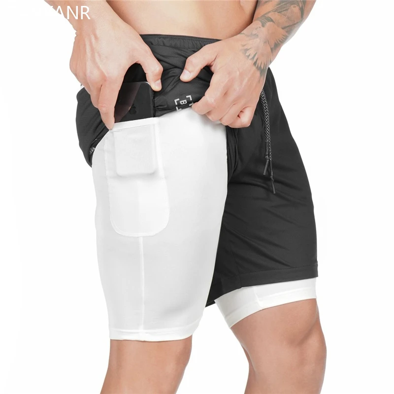 GANYANR Men Running Shorts Gym Sport Crossfit Fitness Training Basketball Sportswear Jogging 2 In 1 Soccer Workout Quick Dry