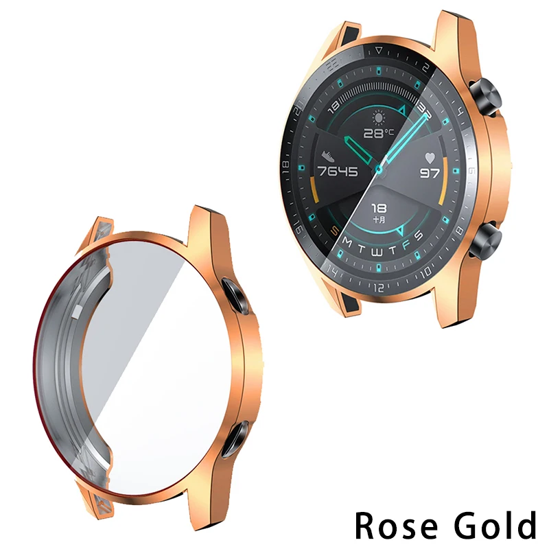 rose gold Защитный чехол для huawei watch GT 2, мягкий ТПУ защитный чехол на весь экран для huawei Gt, аксессуары для часов, 6 цветов - Цвет: rose gold