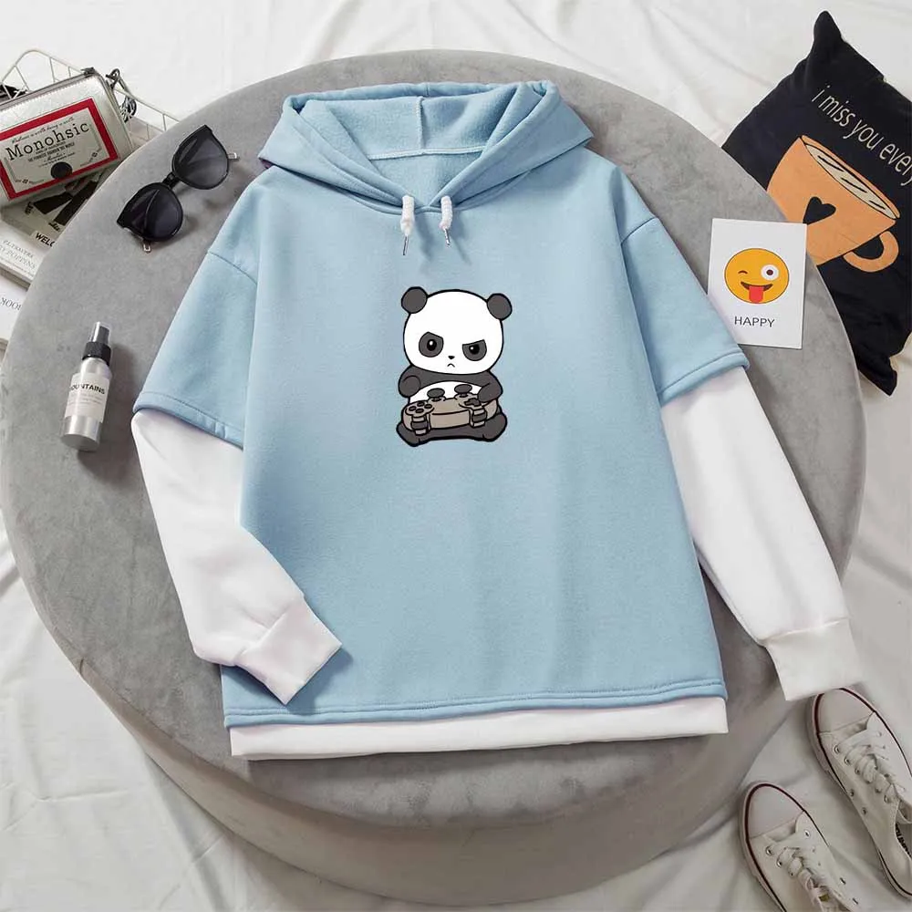 

Cute Panda Print Hoodies Women Sweatshirt Warm Harajuku Warm Pullover for Womens Fashion Korean Style Kawaii Hoodie Female