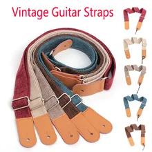 75-130 см винтажные гитарные ремни льняной хлопок ремешок для укулеле регулируемый кожаный наконечник ремень гитара акустическая электрогитара полосы