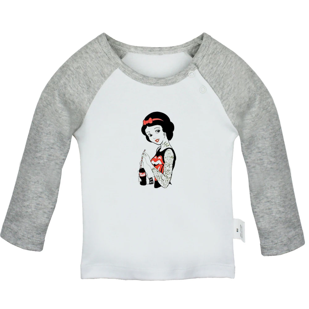 Stained Glass Cartoon Princess Snow White Rose Design Newborn Baby T-shirts Toddler Graphic Raglan Color Long Sleeve Tee Tops | Детская