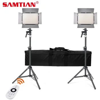 

SAMTIAN photography light 600AS video light 2 set with tripod 2.4G remote control dimmble panle light for studio photo LED light