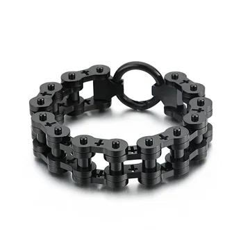 

New Fashion Men Creat Color Color Black Gold Engine Bike Titanium Steel Cross Rock Locomotive Bicycle Bike Bracelets Jewelry