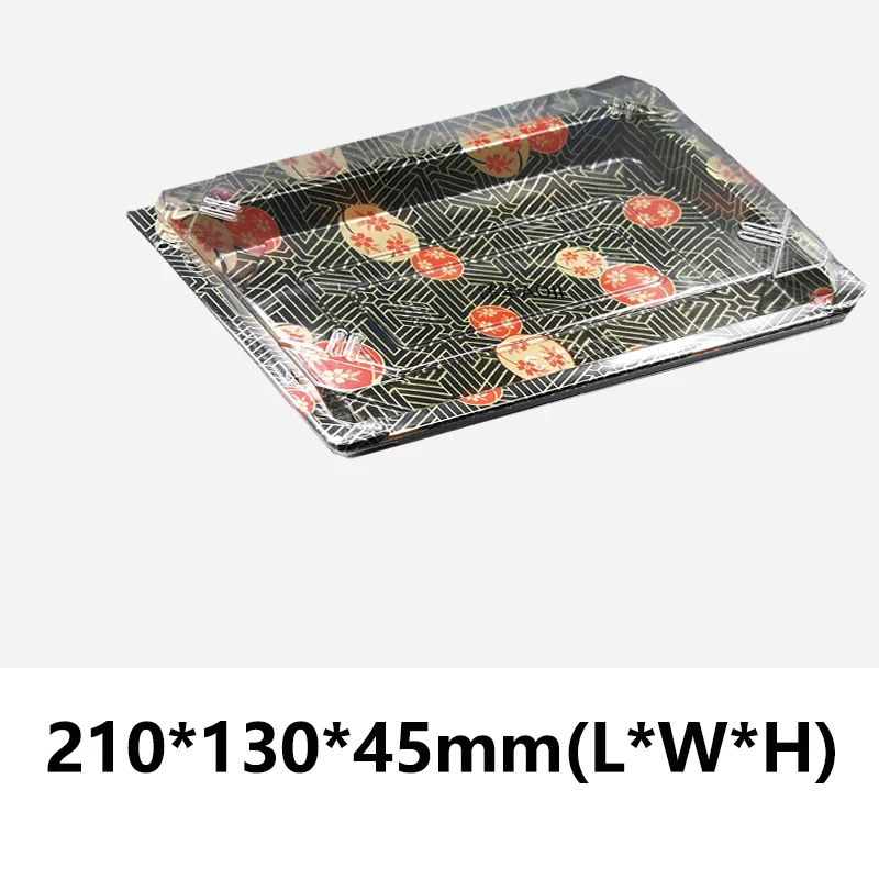 [50 шт.] 210*130*45 мм № 7 коробка для суши одноразовые Еда лоток тарелка для суши торт контейнер для печенья с крышкой - Цвет: A