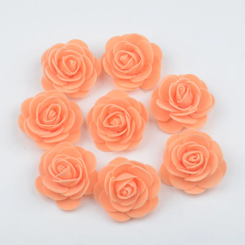 80PCS/lot 4cm Thicker Artificial PE Foam Rose Flower Heads Wedding Home Decoration For DIY Handmade Flower Ball Party Supplies - Цвет: Оранжевый