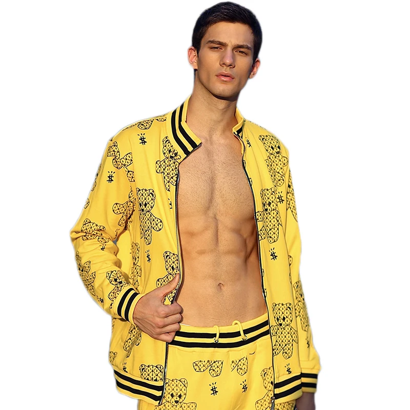 Alex Plein Teddy Bear Printing Men Sets Track Tracksuit Sports Jogging Hommen Men Fashion Clothing Streetwear Funny Cartoon New 6