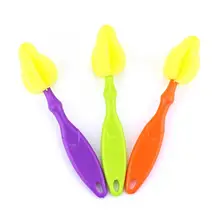 Щетка для детской бутылочки 1 шт. губка головка+ ручка ПП Детская щетка для сосков легко повесить Чистка стирка инструмент для очистки