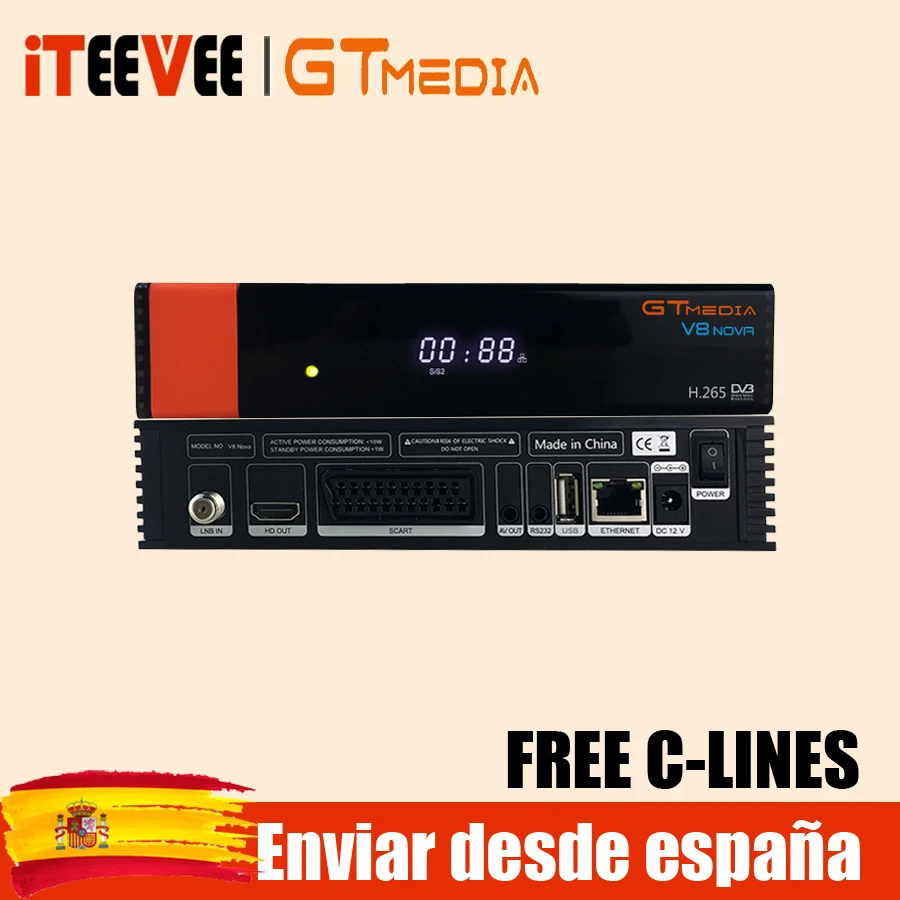 Ресивер Gtmedia V8 NOVA H.265 лучше freesat V8 супер V9 супер телеприставка DVB S2 спутниковый ресивер ccam из Испании