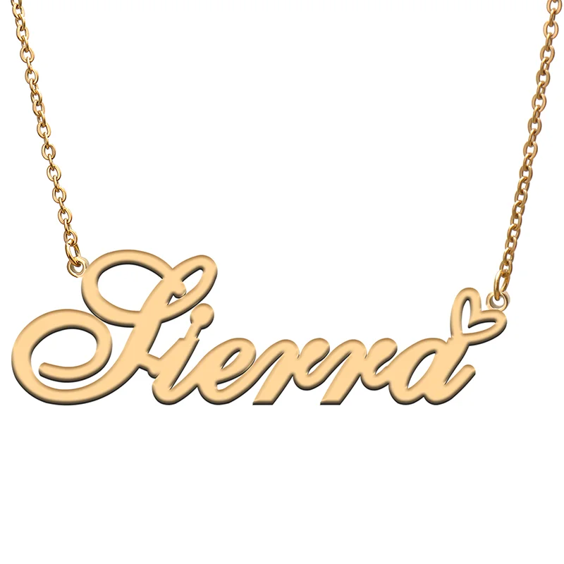 

Sierra Name Tag Necklace Personalized Pendant Jewelry Gifts for Mom Daughter Girl Friend Birthday Christmas Party Present