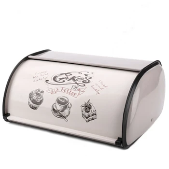 

Vintage Bread Box Storage Bin Rollup Top Light Gray Small Powder Coated Bread Iron Snack Boxes For Kitchen Home Decor Snack Boxe