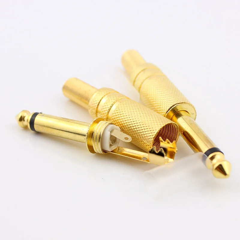 

10 Pcs Gold Plated 6.35mm Male Mono Jack Plug Headphones Audio Connector Soldering Hi 888