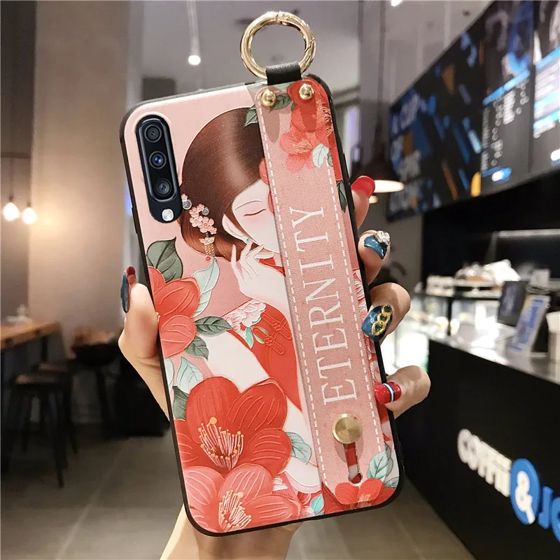 SoCouple ремешок чехол для samsung Galaxy A70 A60 A50 A40 A30 A20 A10 Мягкая силиконовая ручная полоса держатель телефона чехол Крышка - Цвет: SK3-29WDLadyMoLian
