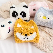 5 пар носков, набор женских мягких носков с героями мультфильмов, носки для сна с вышивкой для кровати, носки до середины голени, с принтом собаки, панды, флисовые плюшевые носки, подарок