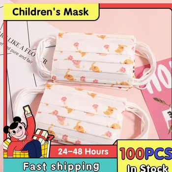 

10/20/30/40/50/100pcs Disposable Face Mask Children Printed Disposable Masks Solid Health Covers Mouths 3Ply Facemask Hallowwen