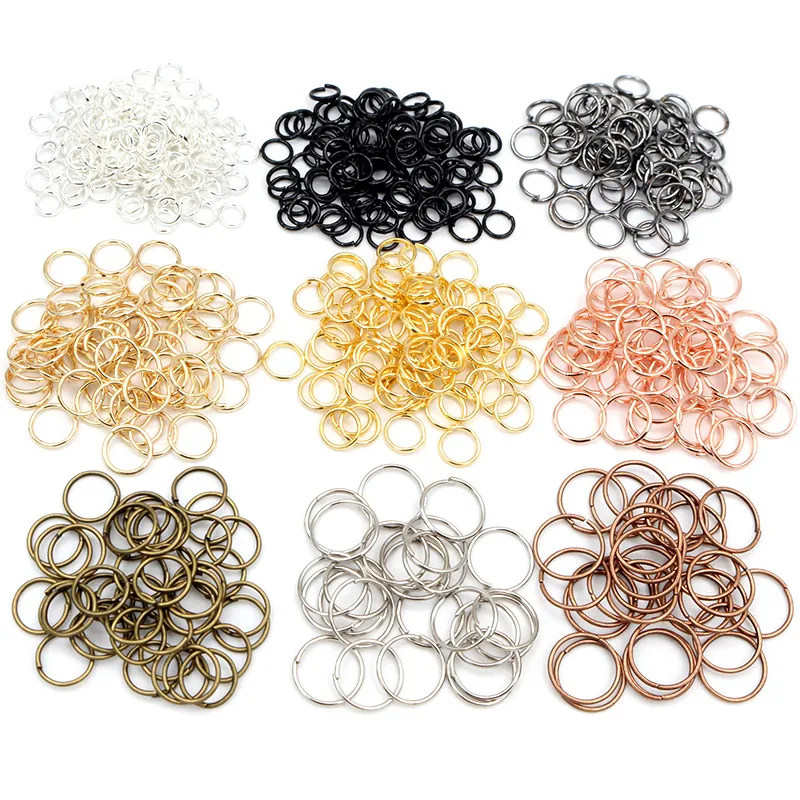 200 pcs/Lot 3/4/5/6/7/8/10/12mm En Métal BRICOLAGE Bijoux Conclusions Ouvert Simple Boucles Anneaux de Saut et Split Anneau pour la fabrication de bijoux