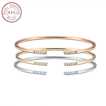 

Original brand jewelry women's 100% sterling silver bracelet Fashion European and American simple zircon ladies bracelet