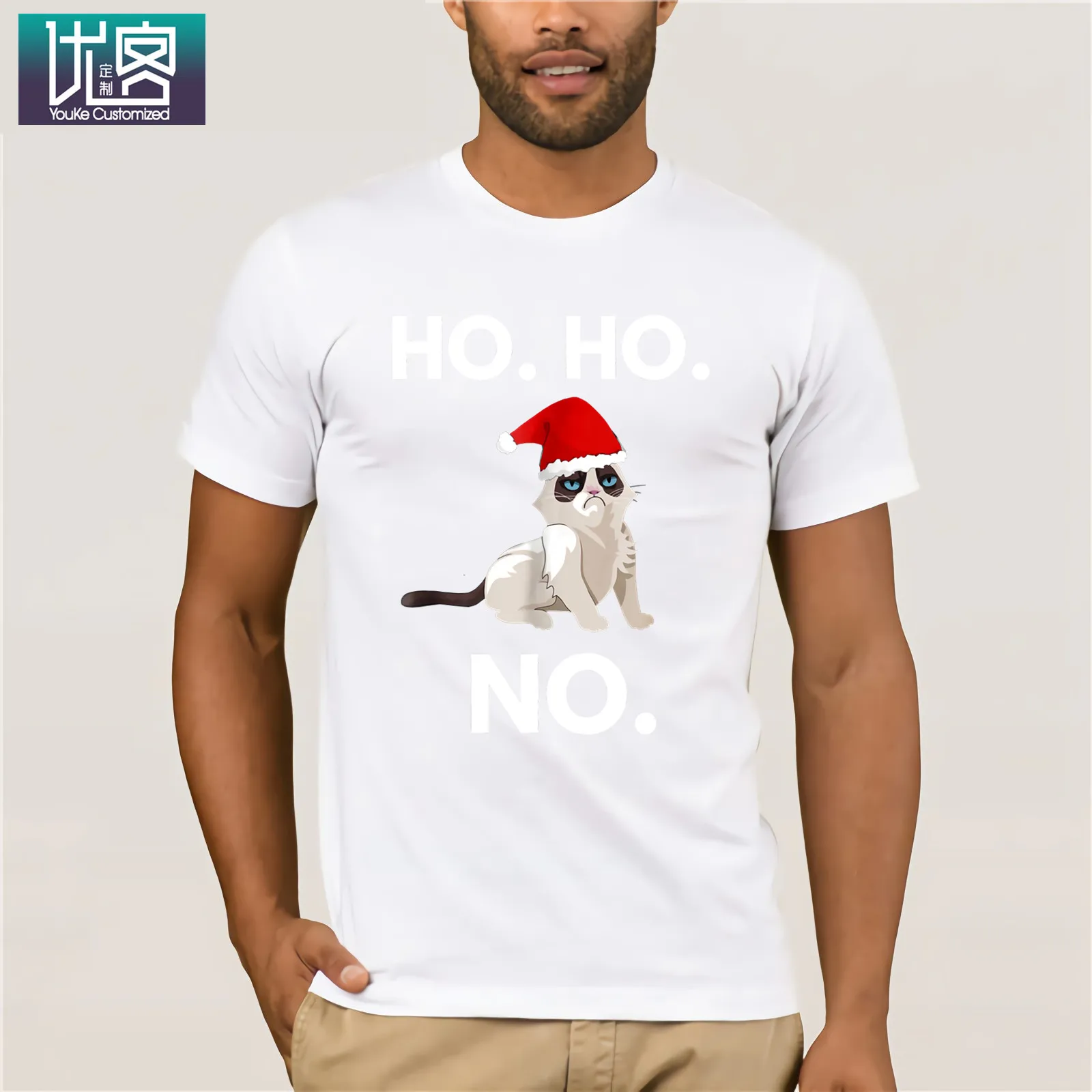 Ho No Christmas Ca забавная Рождественская футболка с коротким рукавом, Уникальные повседневные топы с коротким рукавом, хлопковая футболка, подарок - Цвет: White