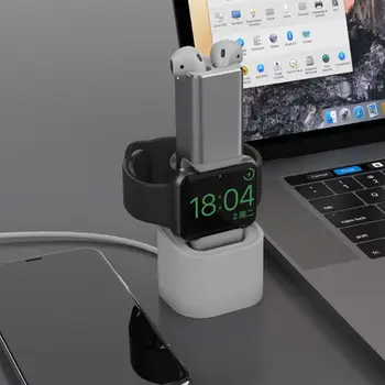 

Aluminum 2in1 USB Charger Charging Adapter Dock Station Holder Stand for Airpods 1/2 for Apple Watch Series 1/2/3/4 X6HA