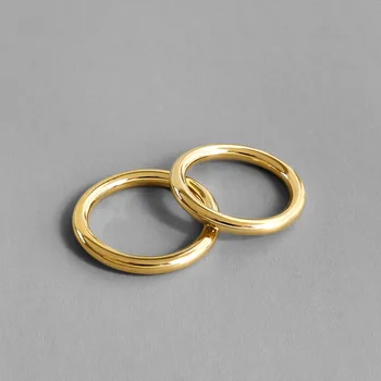 

2.5mm 1pc 100% Authentic 925 sterling silver Golden Polished Glossy runded Thin Rings adjust TLJ961