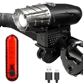 

Outdoor Bike Cycling Bicycle USB Charging Front Light+Taillight Set Cycling Lamp Flashlight
