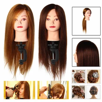 

65cm Hair Hairdressing Training Mannequins Head Female Doll Hair Professional Salon Practice Head Hairdresser Styling + Stand