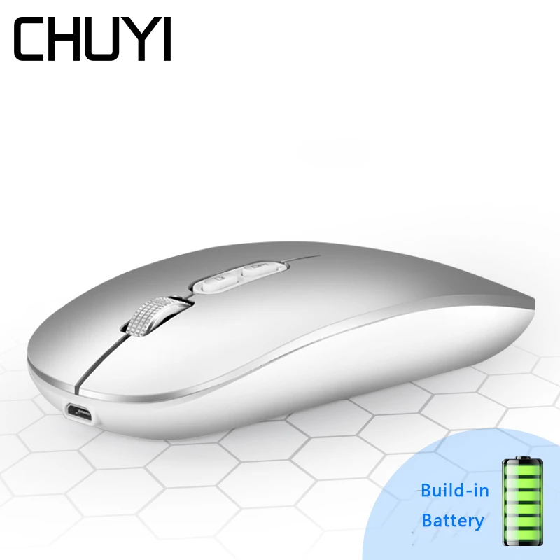 Беспроводная перезаряжаемая Бесшумная Ультратонкая мышь CHUYI 2 4 ГГц USB оптическая