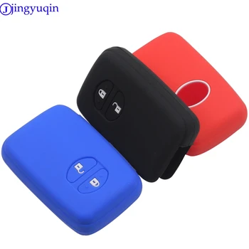 

jingyuqin for Toyota RAV4 Land Cruiser Camry Highlander Prado Prius 2 Buttons Remote Silicone Key FOB Case Cover Holder