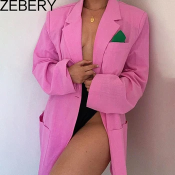 

ZEBERY fashion casual loose turn-down collar office lady top Jacket Summer Autumn long sleeve Single Breasted Long coat Mujer