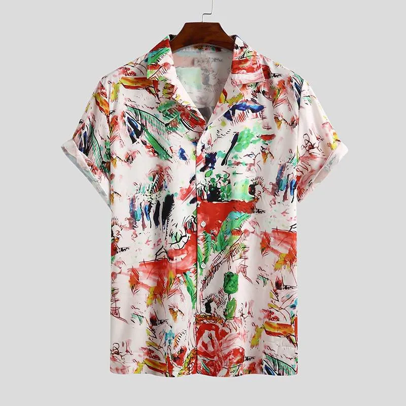 

The most fashionable summer sleeve short neck Lapel street fashion loose Hawaiian Shirt