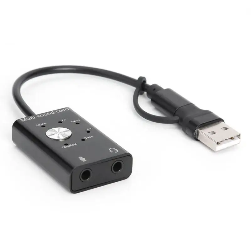 Usb type-C внешняя звуковая карта type-C USB2.0 для виртуального 7,1 басов Whirl 3,5 мм разъем многорежимный аудио адаптер для Macbook ноутбука ПК