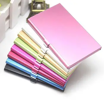 

Creative Metal Business Card Holder Office Desk Accessories Note Box Card For Office Storage Case Aluminum Holder ID Holder O6R0